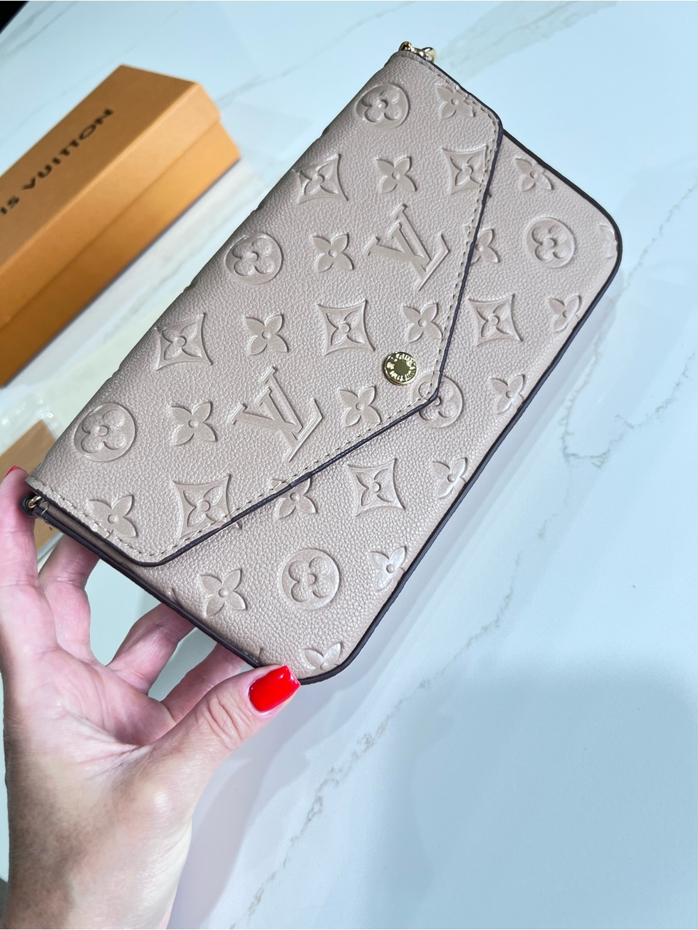 Louis Vuitton Pink Embossed Monogram Chain Clutch Wallet